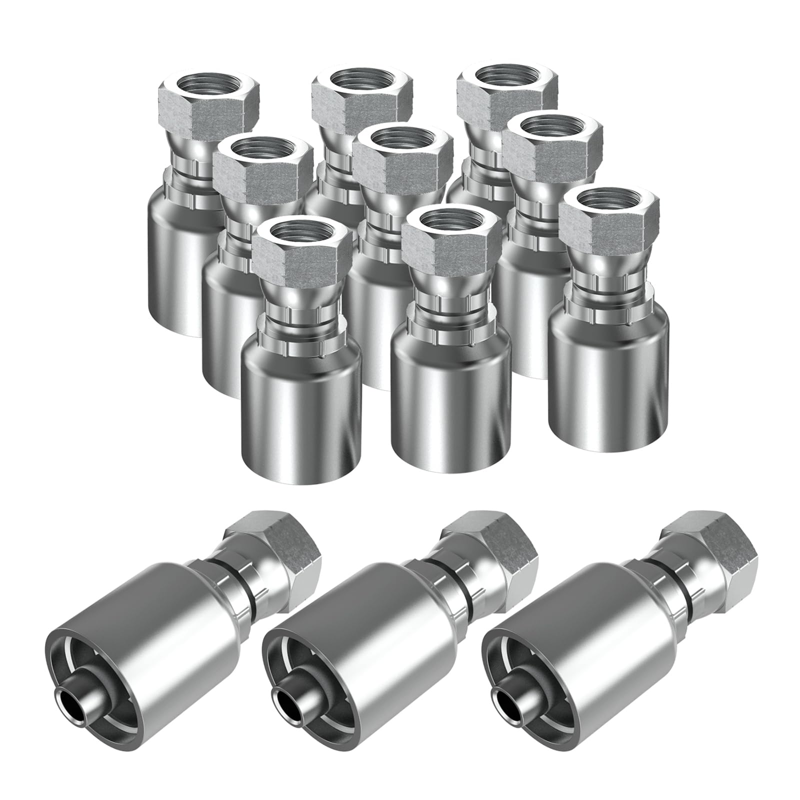 12PCS 3/8" JIC 37° Female Hydraulic Hose Fittings, Hydraulic Hose Crimp Fitting Ends for Air Hose Repair Kit