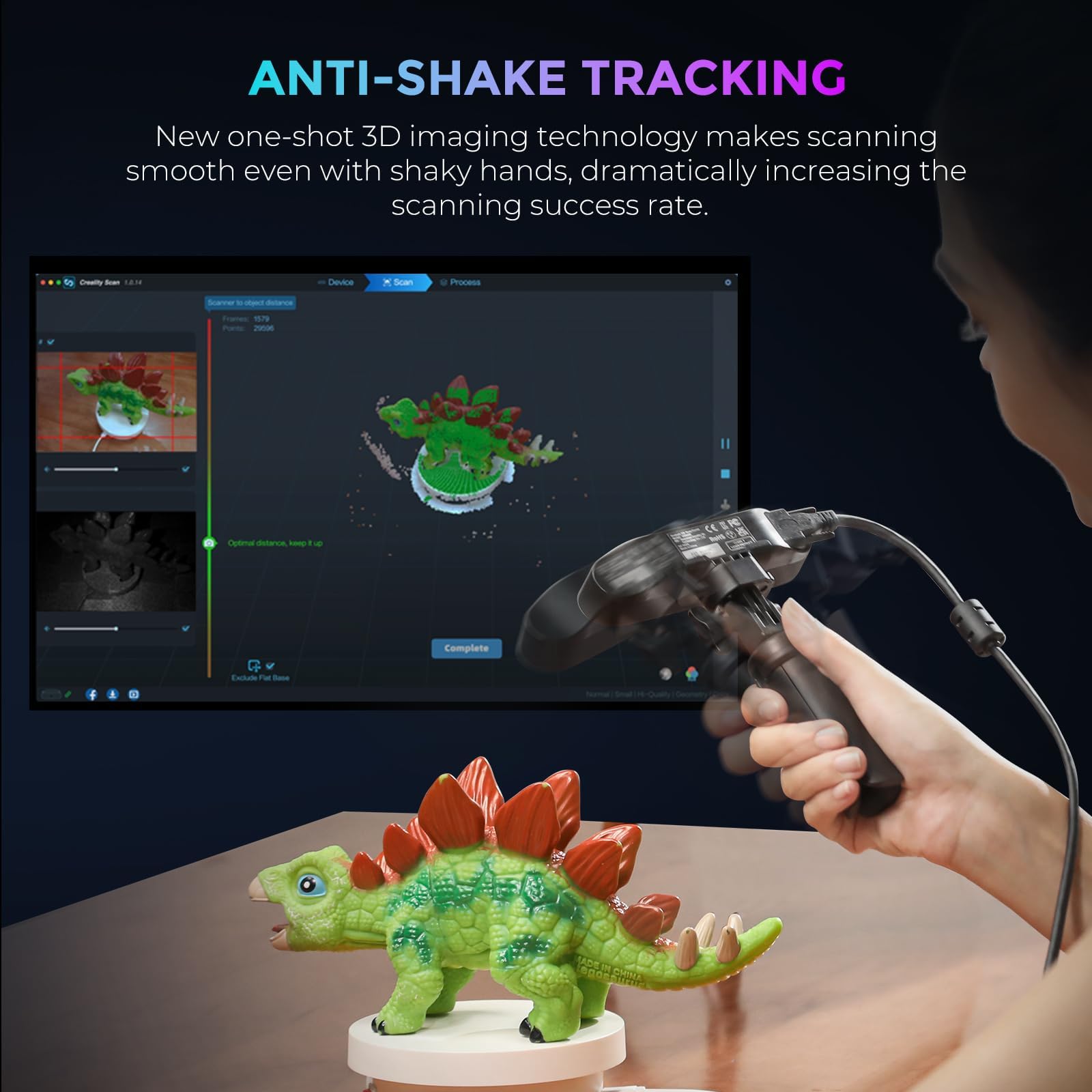 Creality CR-Scan Ferret Pro 3D Scanner, tragbarer 3D Scanner für 3D Drucker, 3D Druck modellierung, 0,1 mm Genauigkeit, 24 Bit Vollfarbscan, Anti-Shake, Wifi 6, für Android IOS Phone PC Mac Win