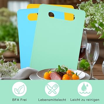 Xdealcozyxc 3 Pcs Small Plastic Chopping Board, 29 cm x 19 cm Multipurpose Mini Chopping Board