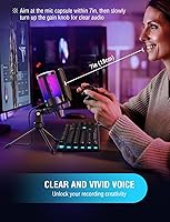 Vista 8 de FIFINE Micrófono USB para juegos para PC PS5, micrófono de condensador con silencio rápido, indicador RGB, soporte para trípode, filtro pop, montaje