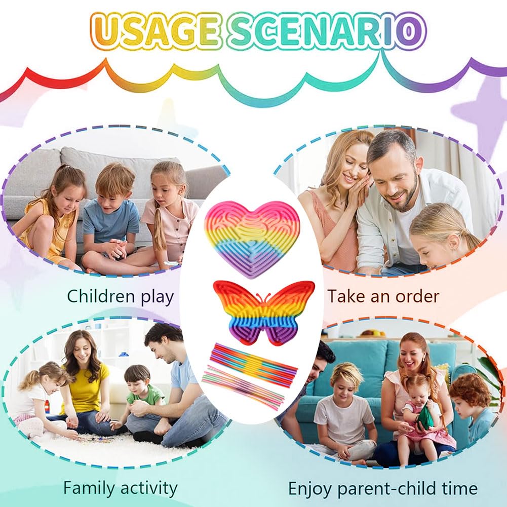2 Sets Sensory Activity Board,Silicone Fidget Board Toys For Calming Duble Sided Design Kids Busy Board,Calm Down Fidget Toy for Travel Calming Stress - Image 8