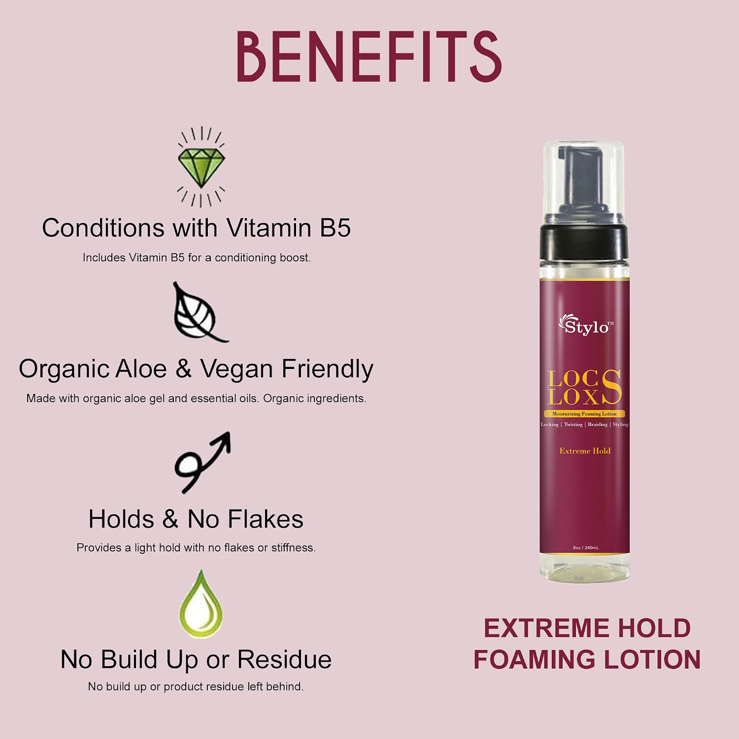 Generic STYLO Locs Loxs Super Hold Hair Gel & Styling Foaming Lotion Extreme Hold (Pack of 2), Red
