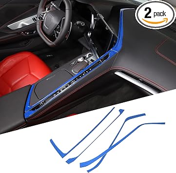 TOYCIDFG Center Console Vent Frame Cover Trim Compatible with Chevrolet Corvette C8 Z06 2020-2025 Soft Carbon Fiber Decoration Accessories Blue - Center Button Side Sticker