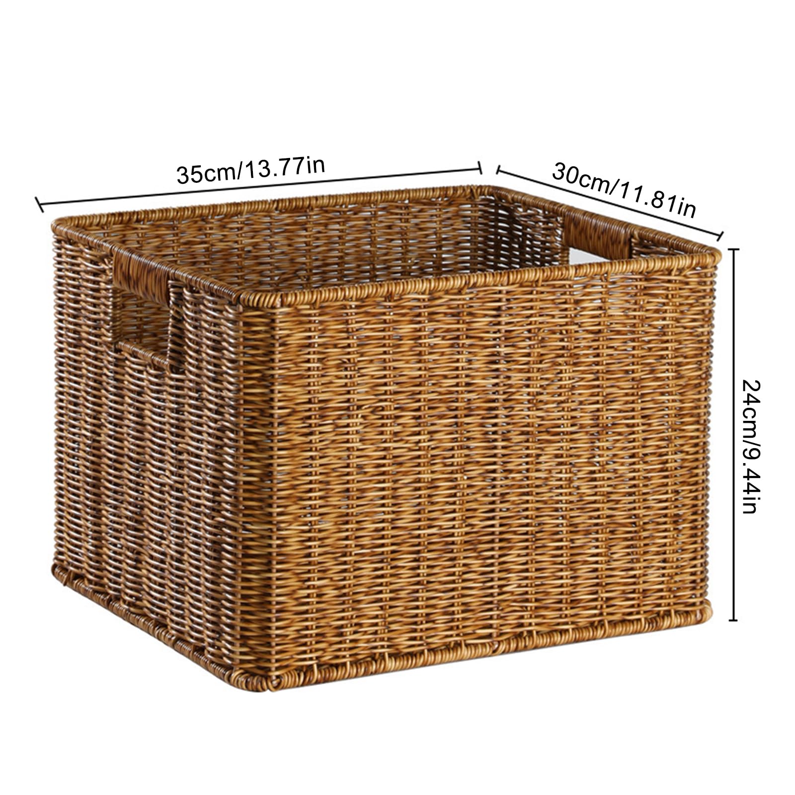 Cesto in Rattan, Cestino Portaoggetti Grande, Contenitore Portaoggetti in Tessuto, Scatola Portaoggetti in Rattan per Camera da Letto, Casa, Accessorio per Ufficio (2)