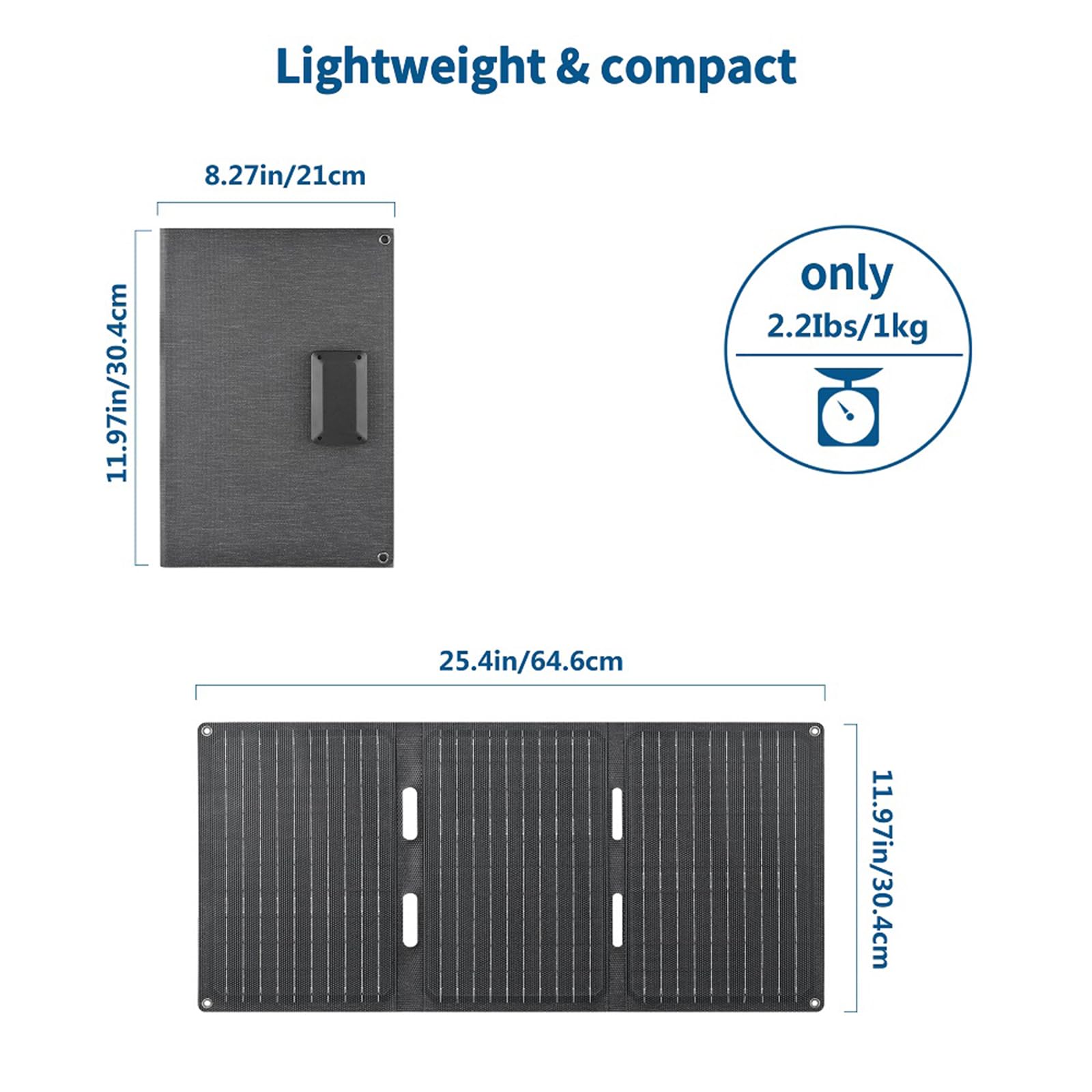 Panel solar ETFE de 30 W, plegable portátil, resistente al agua IPX6