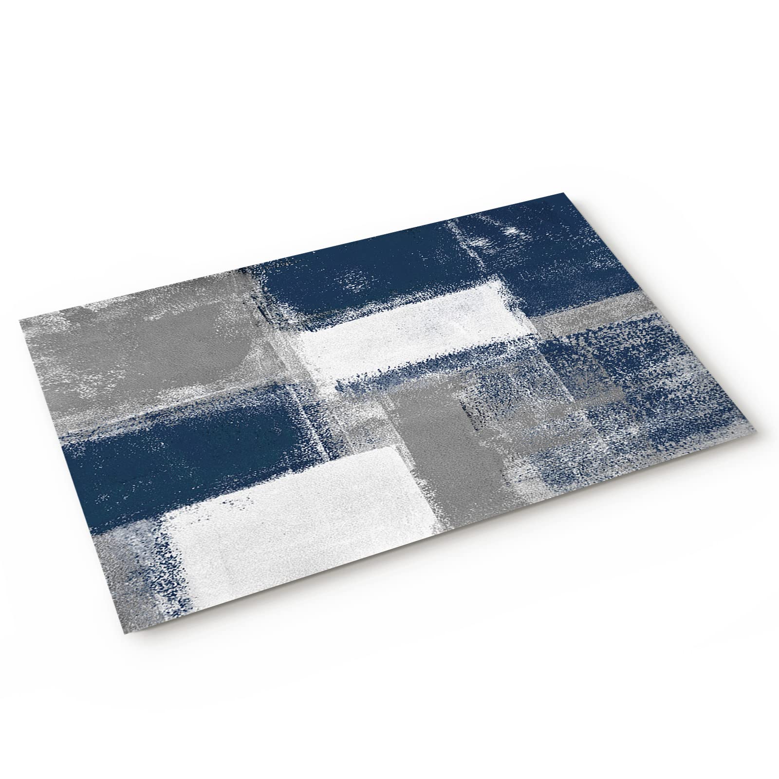 Front Door Mats Welcome Mats, Abstract Blue Grey Paint Art Graffiti Lattice Doormat Outdoor Entrance Non Slip Rubber Backing Doormat Rugs Funny Kitchen Entryway Floor Mats Carpet Shoes Sc 20"x32"