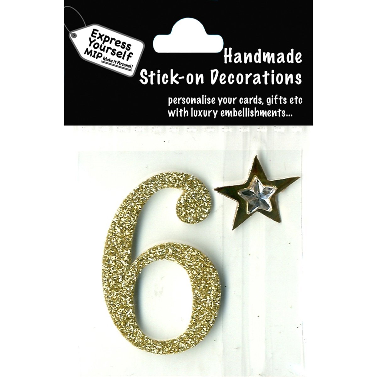Express Yourself DIY, self Adhesive, Gold Number 6, Topper - Ideal for Card Making, Scrapbooking, Papercrafts, Childrens Crafts etc