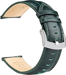 Alligator Grain Leather Watch Bands, Quick Release Top Grain Leather Watch Straps for Men & Women - Choice of Color & Width 18mm, 20mm, 21mm or 22mm, Wristband for Watch & Smartwatch