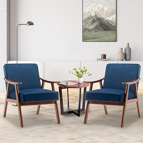 Miniatura 26 de Furnimart Silla decorativa de piel sintética moderna de mediados de siglo; cómodo sillón para ocio, tocador de invitados, silla con respaldo alado