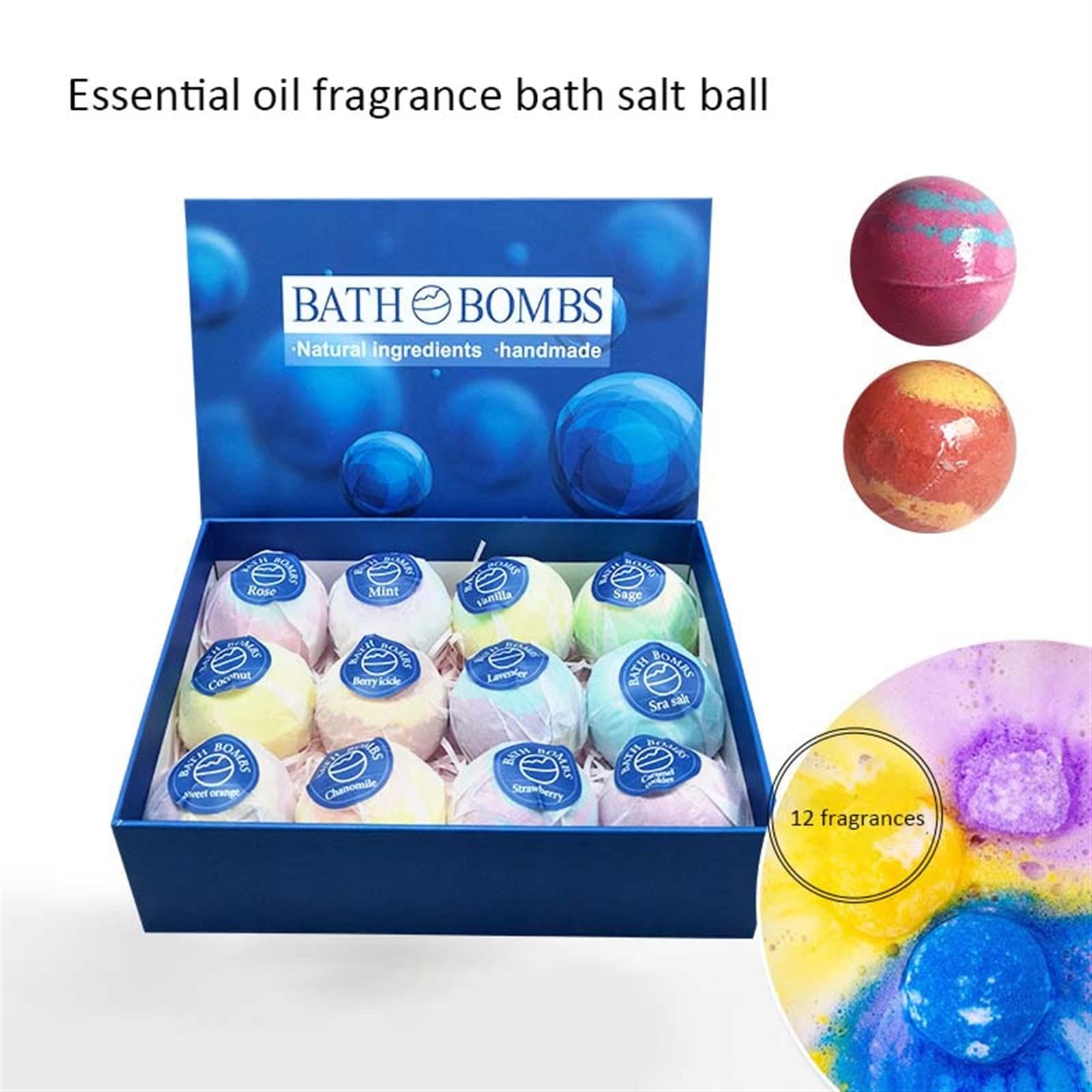 12 szt. Zestaw do kąpieli bomby do kąpieli suszony olejek eteryczny Kulka kąpielowa mieszana Kolor pływający kulka solna kulka Bath Bombs