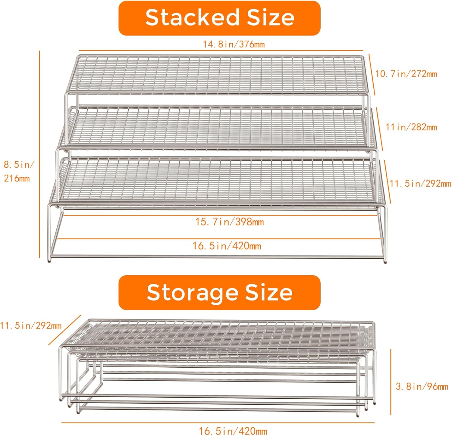 3-Tier Stackable Cooling Racks for Cooking and Baking Stainless Steel Wire Cooling Rack Oven & Dishwasher Safe (16.5 * 11.5 * 3.3 inch)