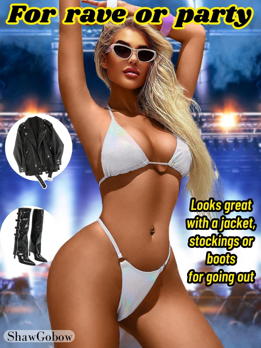 Sparkly String Bikini, High Cut Thong, 2 Piece Sexy Swimsuit - Image 5