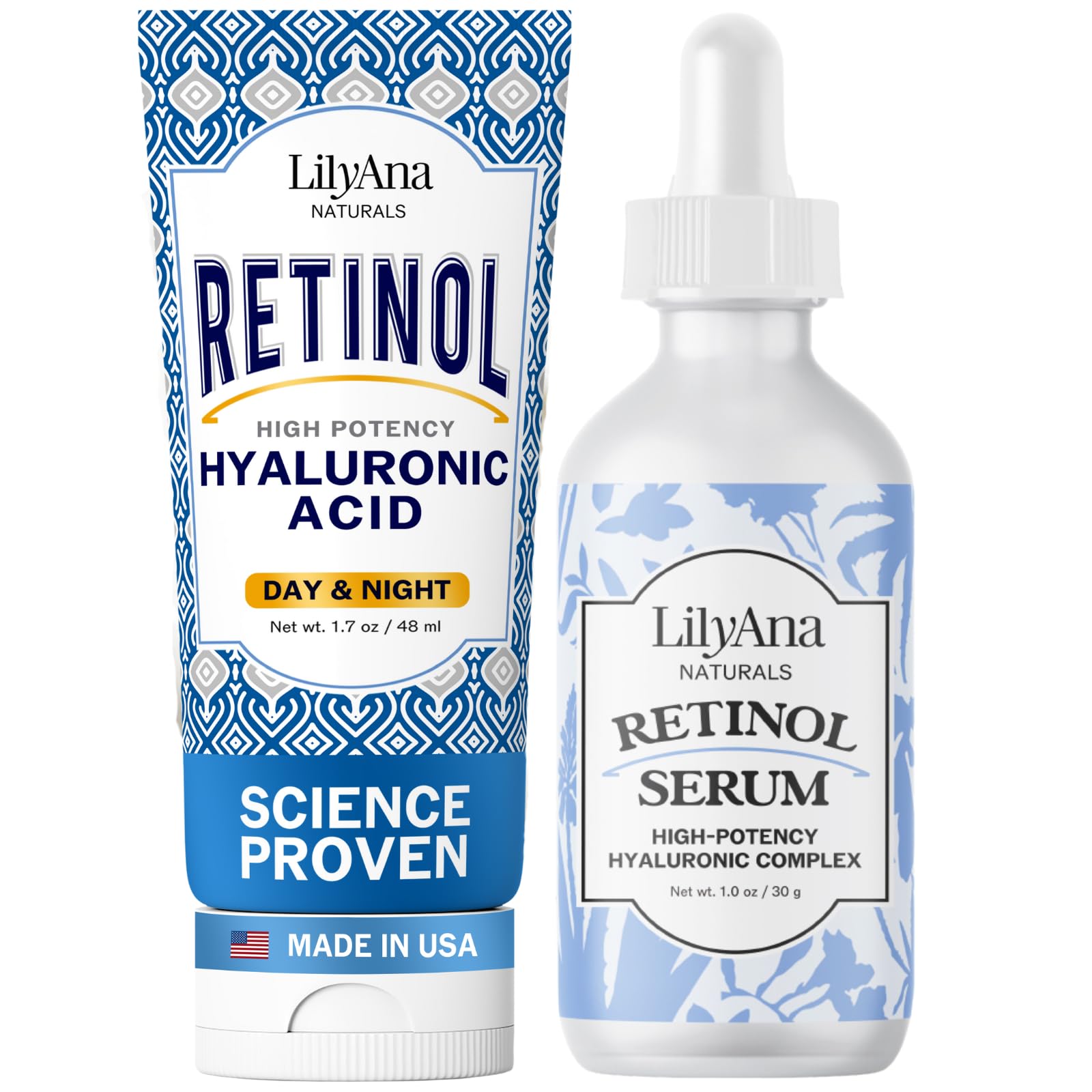 LilyAna Naturals Retinol Cream 1.7oz and Retinol Serum 1oz Bundle