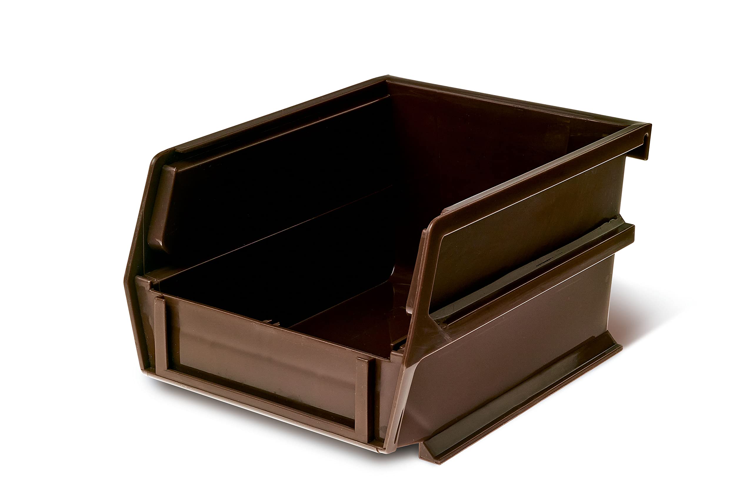 Triton Products LocBin (3-210BR-10) 5-3/8 In. L x 4-1/8 In. W x 3 In. H Brown Stacking, Hanging, Interlocking Polypropylene Bins, 10 CT