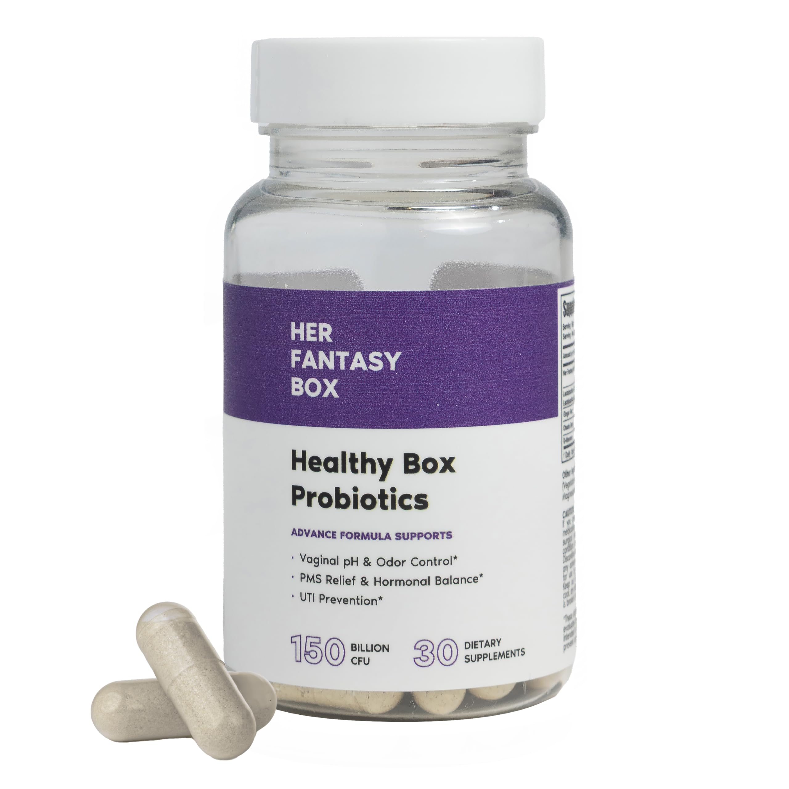 Her Fantasy Box Healthy Box Vaginal Probiotics for Women Prebiotics Advanced Lactobacillus Blend Hormonal Balance PMS Relief Feminine