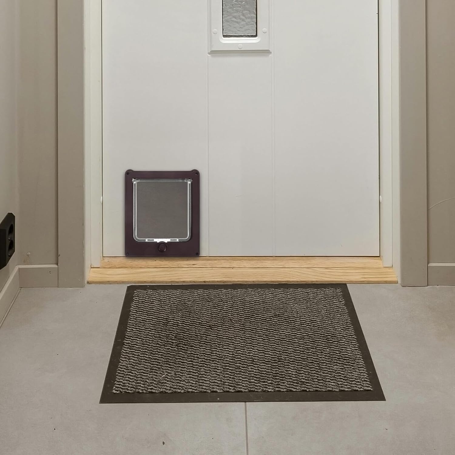 Large Abs 4-Way Locking Cat Door with Flap for Indoor and Outdoor Use, Weatherproof Pet Door Suitable for Cats and Small Dogs