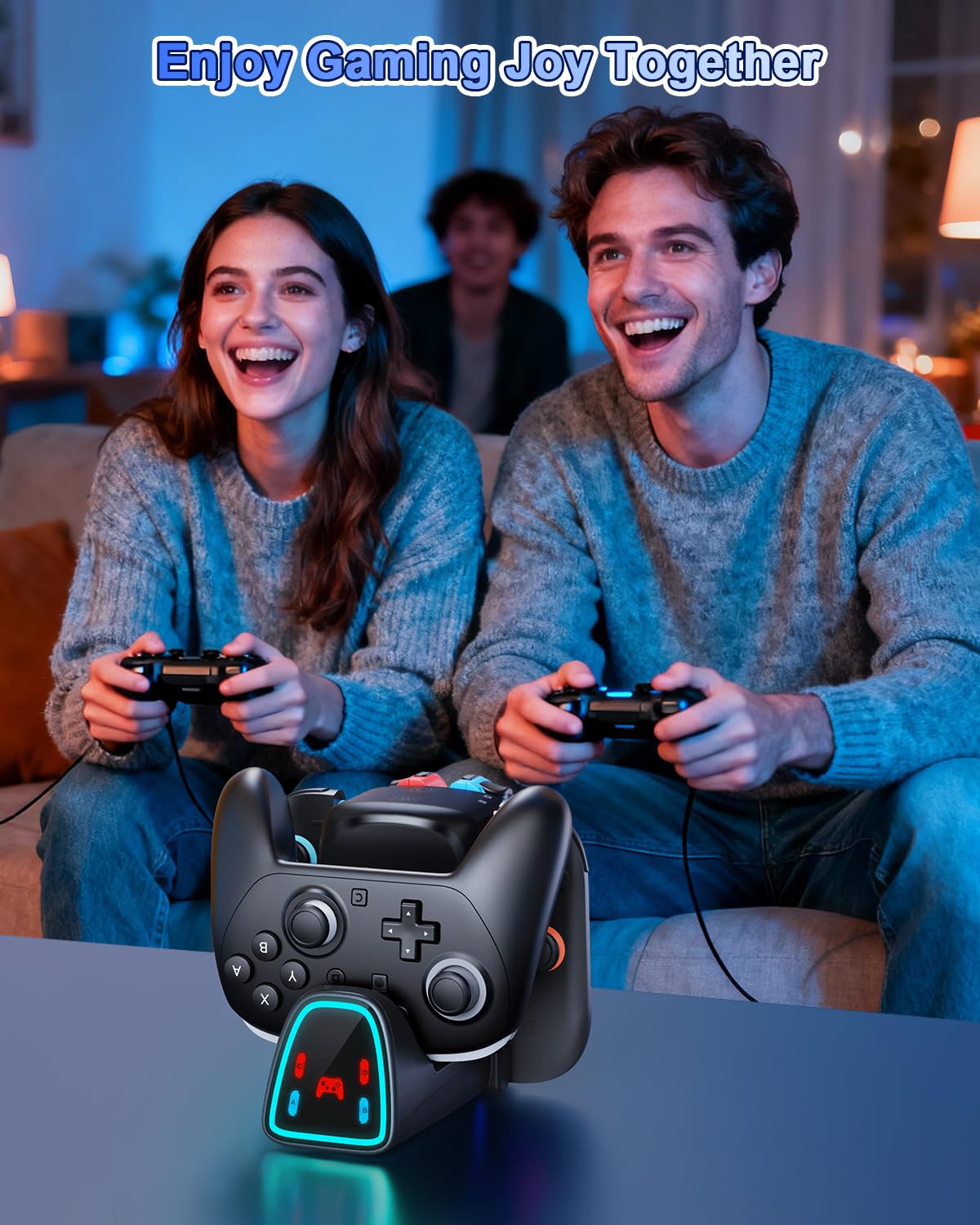 [para Switch 2/1] 9 en 1 Controller estación de carga para Joy Con 2/1 y para Pro Controller 2/1, cargador rápido para Nintendo Switch 2/Switch 1/OLED/P-ro accesorios con luces RGB