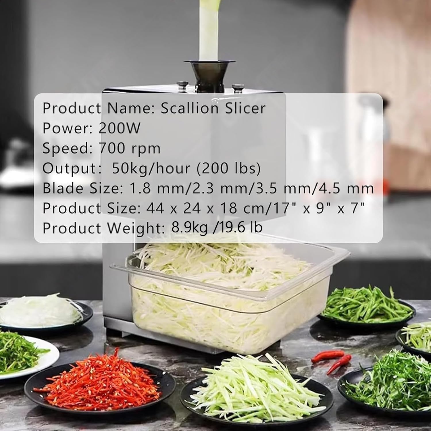 Tritaverdure elettrico con lame in acciaio inox, tritatutto professionale da 200 W, 700 giri/min, ingresso di alimentazione da 3,5 cm, coperchio insonorizzato per ristoranti e cucine.
