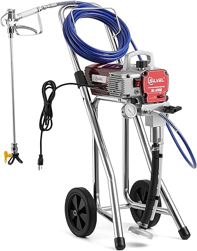 SILVEL Pulverizadores de pintura sin aire, máquina pulverizadora de pintura eléctrica de 3300 PSI con barra de extensión, rociador sin aire de alta
