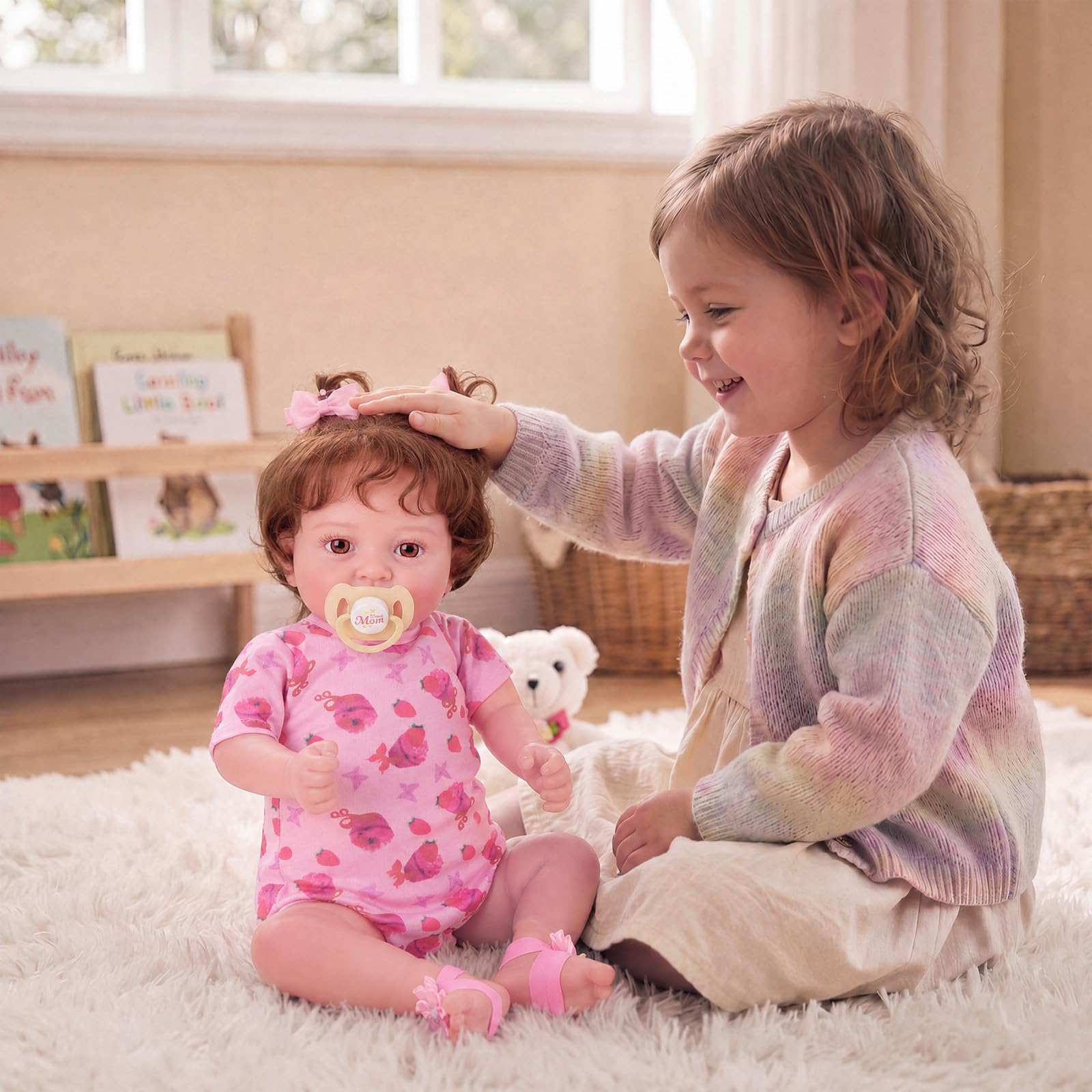 BABESIDE Reborn-Baby 20 Zoll Mädchen, Lebensechte Babypuppe Offene Augen | Realistische Reborn Puppe mit Weichem Stoffkörper und Vinylgliedmaßen, Zubehör Set, Geschenk für Kinder ab 3 Jahren
