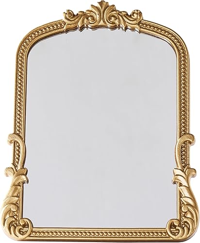 Espejo de tocador pequeño estilo barroco vintage montado en la pared, con forma de arco, marco de resina, espejo de mesa, 11.6 pulgadas de largo x disponible en Yaxa Costa Rica