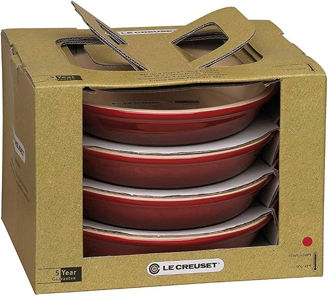 Le Creuset Zestaw 4 kamionek Crème Brulee, 0,4 l, kolor wiśniowy, 9101731606000