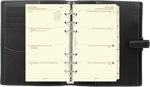 Miniatura 5 de Filofax Holborn - Organizador de tamaño personal, color negro, piel de búfalo de grano completo, seis anillos, con calendario semanal de algodón,