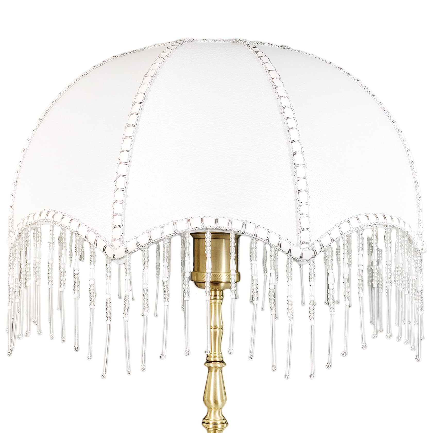 AwnsIMfreien Vintage Lamp Shade with Tassels, 7.9 inch Dia. Fringe Lamp Shade, Dome Scalloped, Replacement Antique Shades for E27 Table Lamps Floor Lamps, Antique Shades