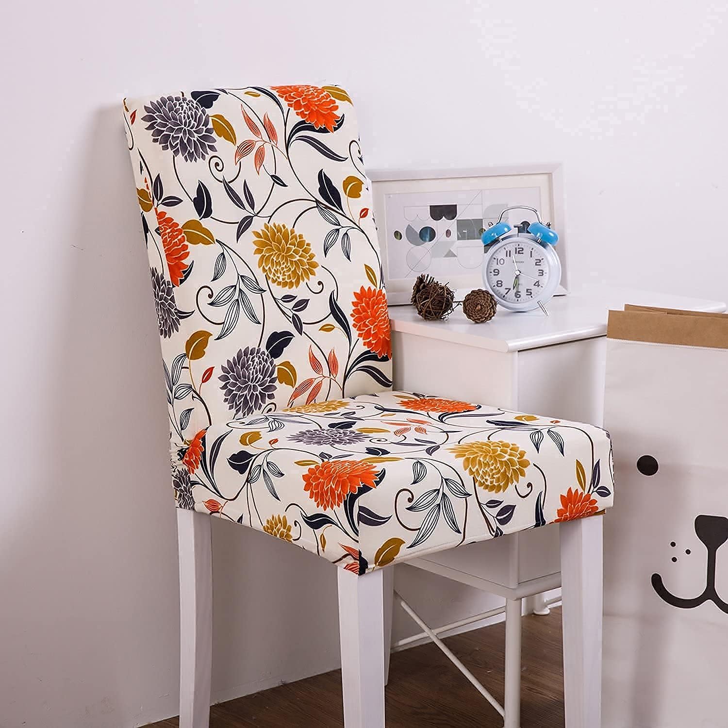 6 Pieces Stretch Removable Washable Short Dining Chair Covers, Dining Room Chair Protector Seat Slipcover for Hotel,Banquet,Wedding,Party (Style 05)