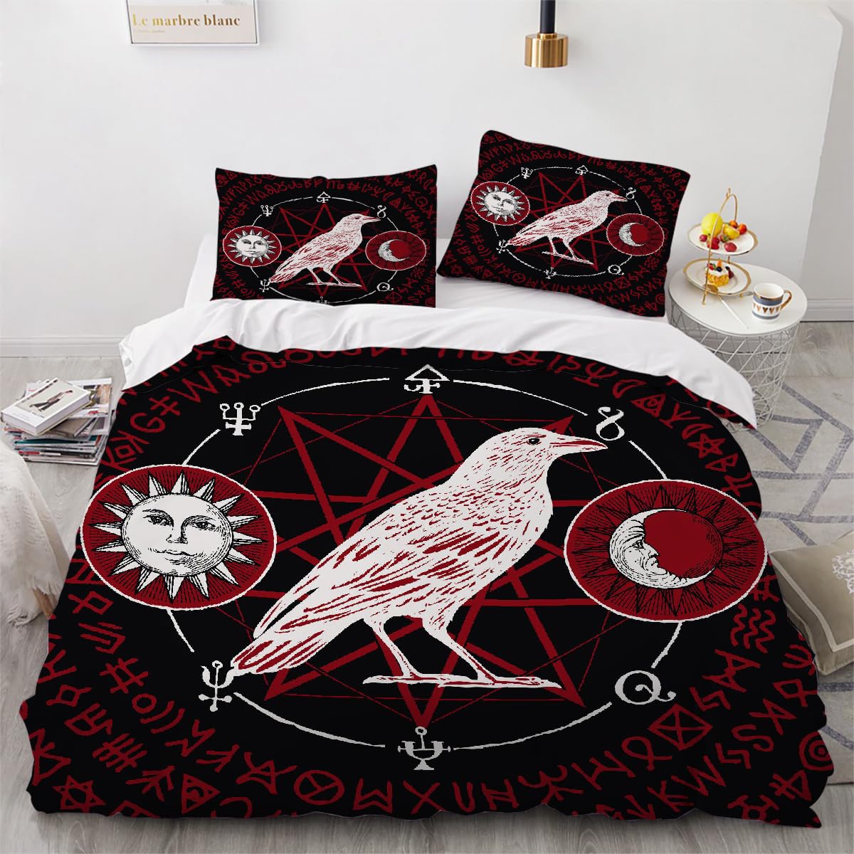 Housse de couette oiseau parure de lit 240x260cm en microfibre douce haute densité 3 pièces