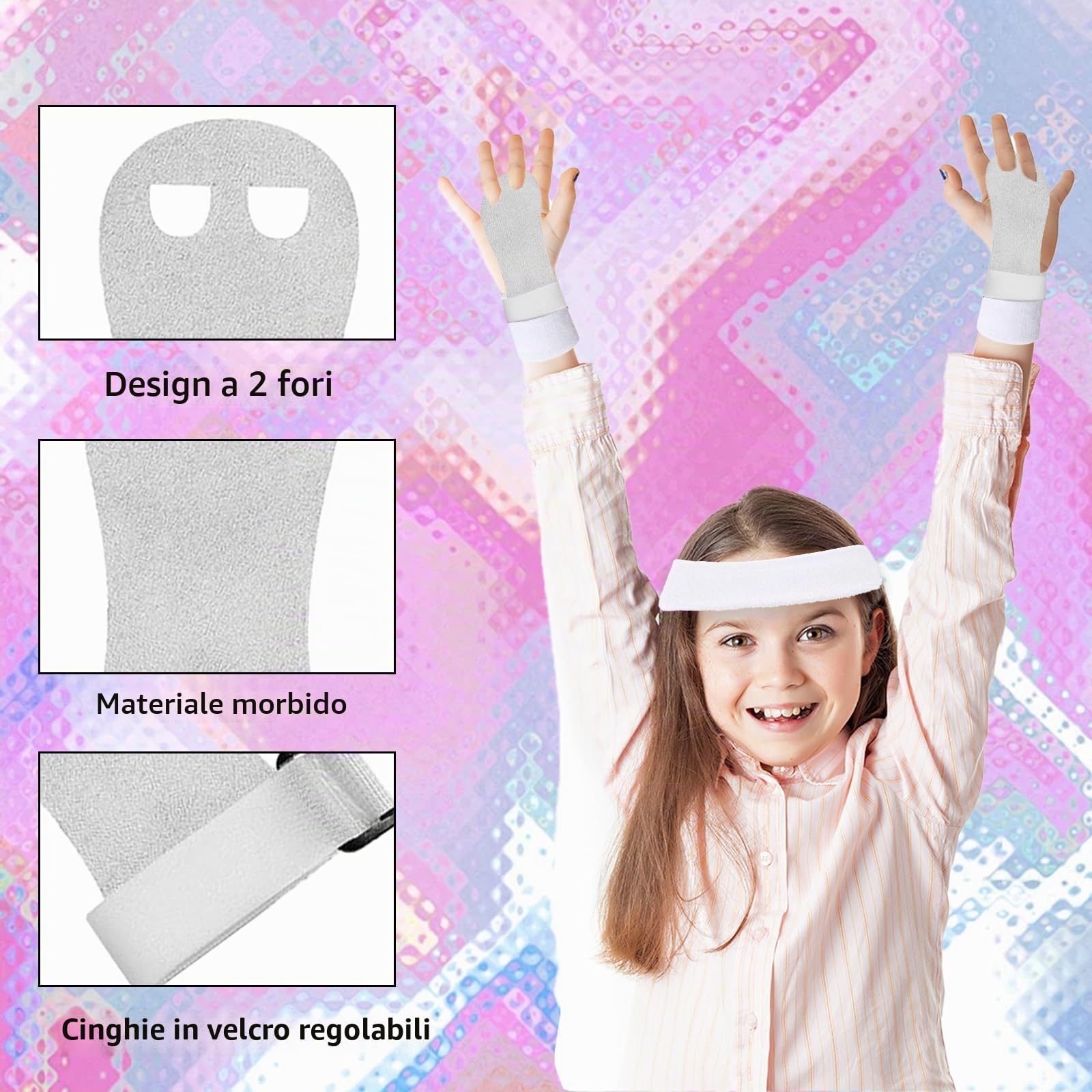 SSKHE 5 Pezzi Set di Grip da Ginnastica Bianchi con Polsini Assorbenti, Protezione del Palmo e Supporto al Polso per Ragazze, Bambini e Giovani, Accessori per Attività Sportive e Allenamento