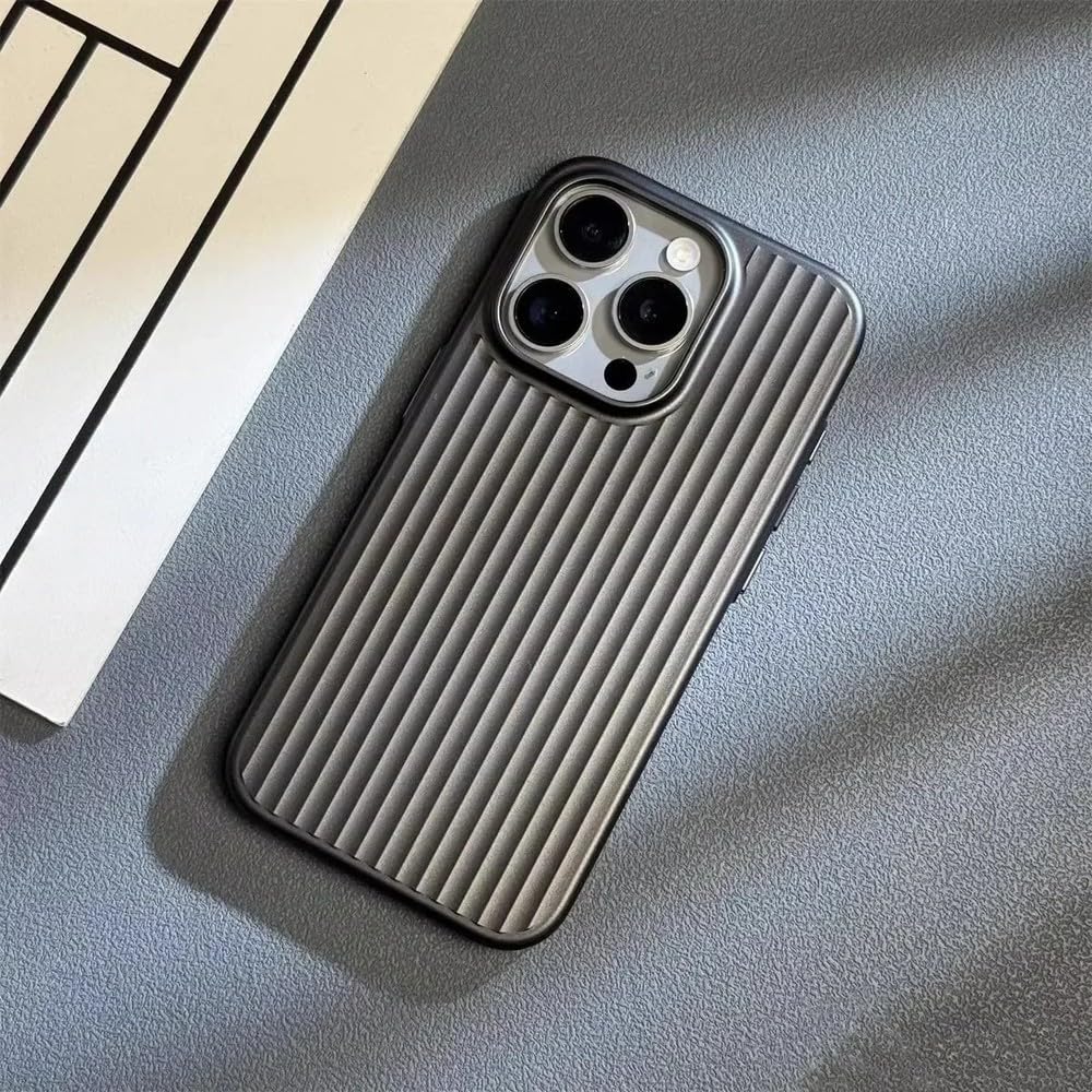 Coque de luxe en titane naturel pour iPhone 16 et 17 Pro Max rigide électroplaquée