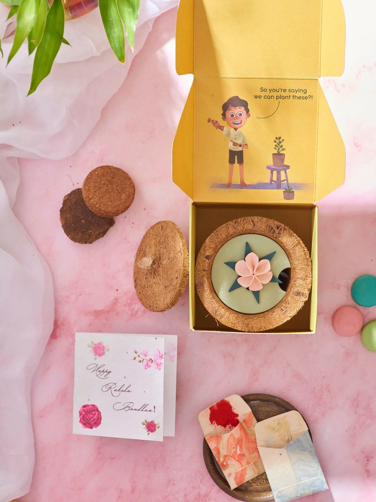Punny Bond Plantable Rakhi N Eco Friendly Gifts Set, Greeting Card and Cocopeat-image-31