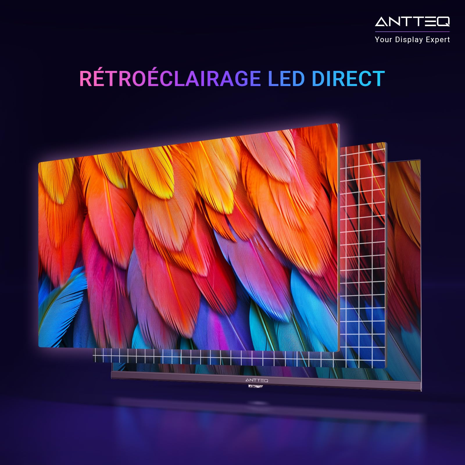 Antteq L32-AVF3N1 2K/FHD Smart TV 32 Pouces (80cm),Télévision avec Molotov/Netflix/Prime Video/Disney+/Youtube/Rakuten/WiFi,Share to TV, HDMI