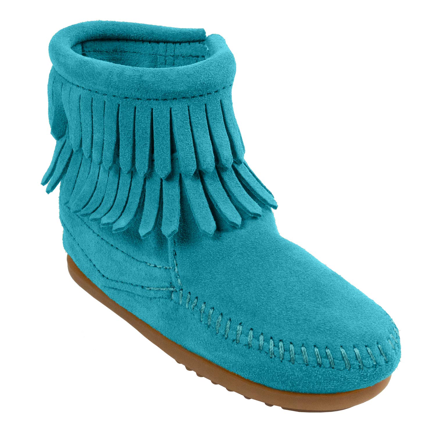 Minnetonka Double Fringe Side Zip Boot for Kids 11 M Turquoise