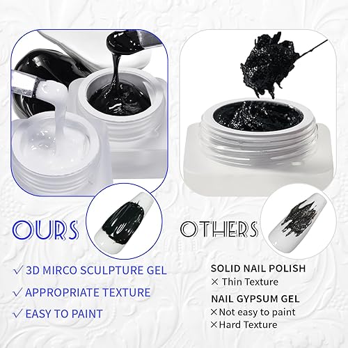 Miniatura 4 de Mirco Sculpture - Gel de uñas con polvo de uñas cromado, pintura blanca 3D, efecto espejo metálico, gel de moldeo creativo para manicura en casa,