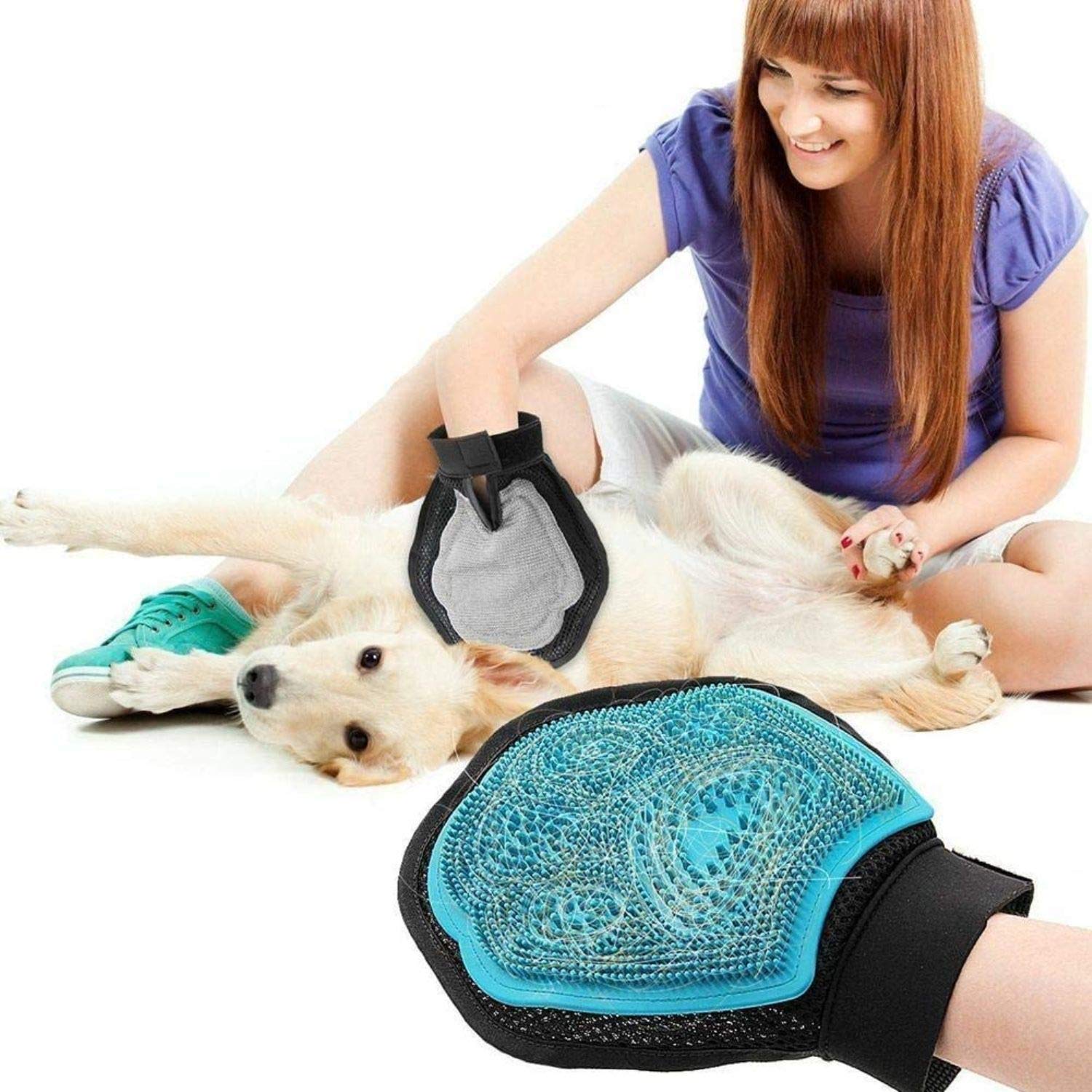 Pet Dog Cat Grooming Glove Brush, Pet Deshedding Glove for Long or Short Hair, Dog Glove Mitt,Hair Remover Brush Glove,Pet Grooming Clean Massage Gloves-Color May Vary (B07H3CYKFJ) Amazon Price History, Amazon Price Tracker