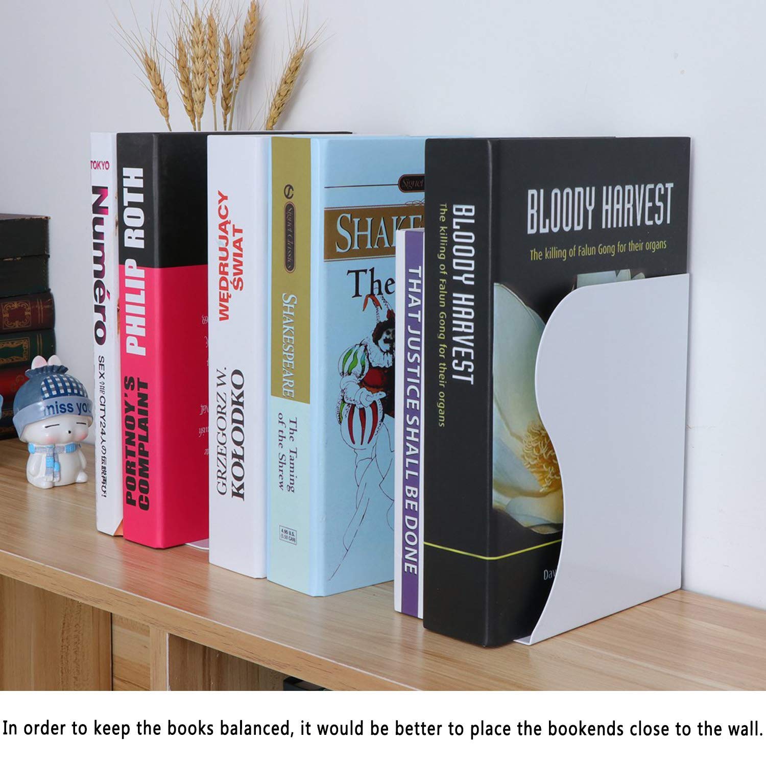 Qualsen Buchstütze, Verstellbar Buchstützen Kinder Metall Bücherhalter, rutschfeste Bücherstützen Bücherständer Bookends für Schreibtisch, Bücherregal, Büro, (weiß-2) | 50 cm Ausziehbare Buchstützen, für Zuhause, Büro, Bibliothek, Rutschfeste Verstellbare