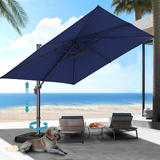 Hotime 10x10ft Large Cantilever Patio Umbrellas - Upgrade and Intensify - with 360 Rotation and 5 Angles Adjustment - Aluminum Offset Pool Umbrella Square Outdoor Umbrella for Patio Garden