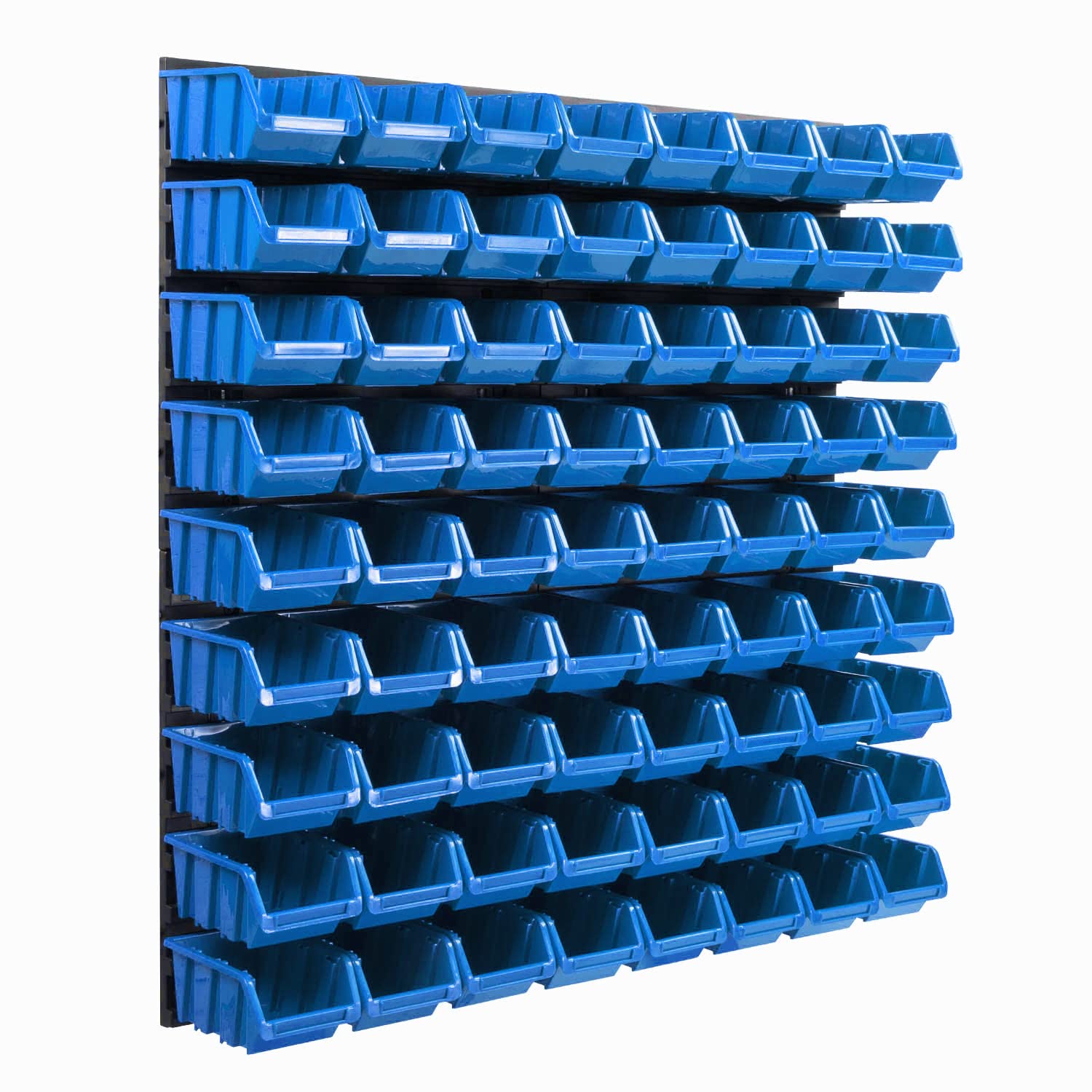 Sistema de almacenamiento de pared, 770 x 780 mm, 72 unidades, cajas apilables, cajas de almacenamiento de visión, placas de pared extrafuertes, estantería ampliable, estantería de taller