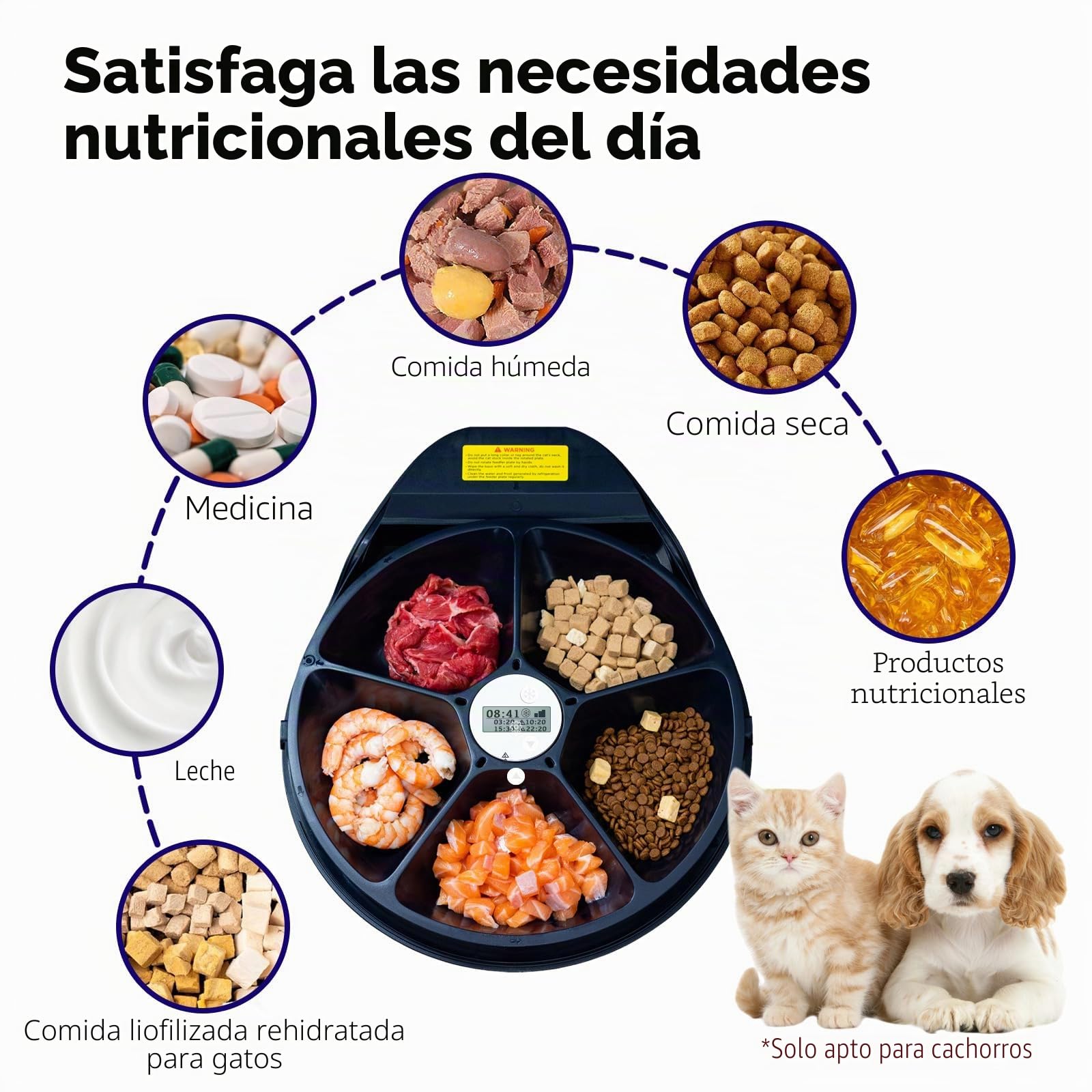 Comedero automático para gatos, comida húmeda con refrigeración, refrigeración por semiconductores, función de temporización, alimentador automático para gatos, comida húmeda para gatos, 5 comidas