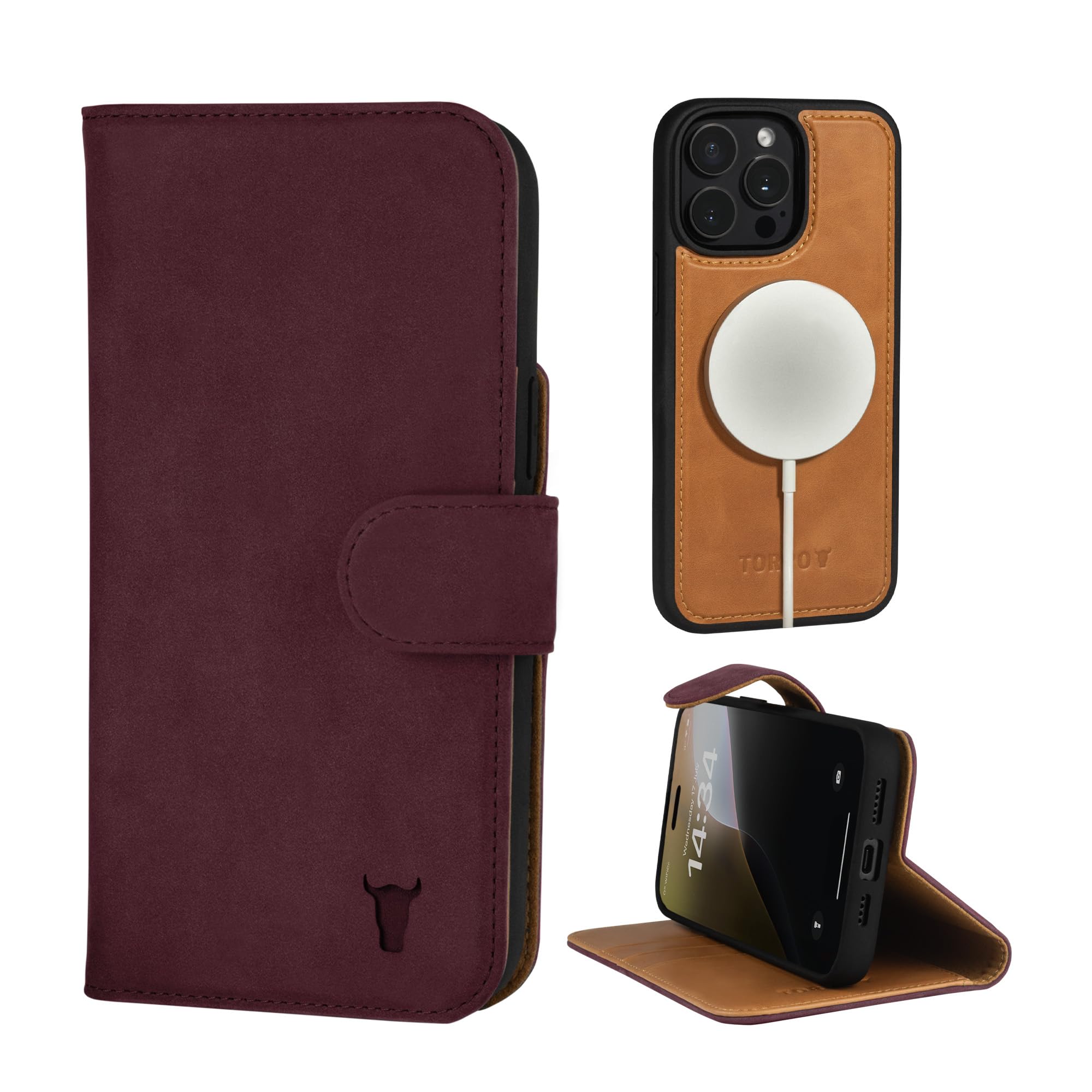 TORRO Nubuck Leather Case Compatible with iPhone 15 Pro