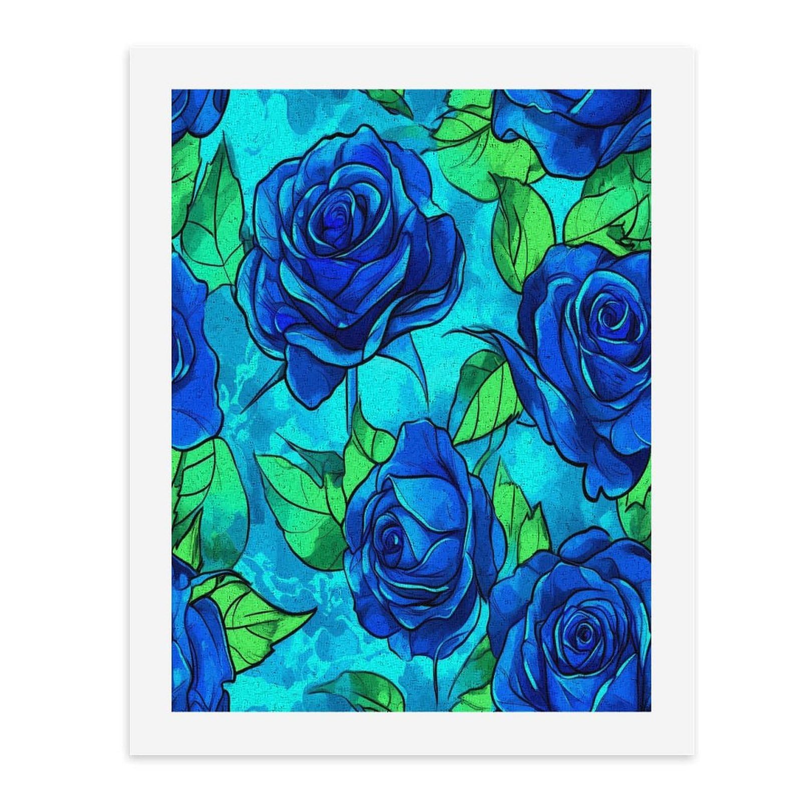 Lustiges Malen-nach-Zahlen-Set für Erwachsene, Motiv: Blaue Rosen, vertikal, Baumwolle, digitales Ölgemälde, Heimdekoration, Geschenk, 65 x 50 cm