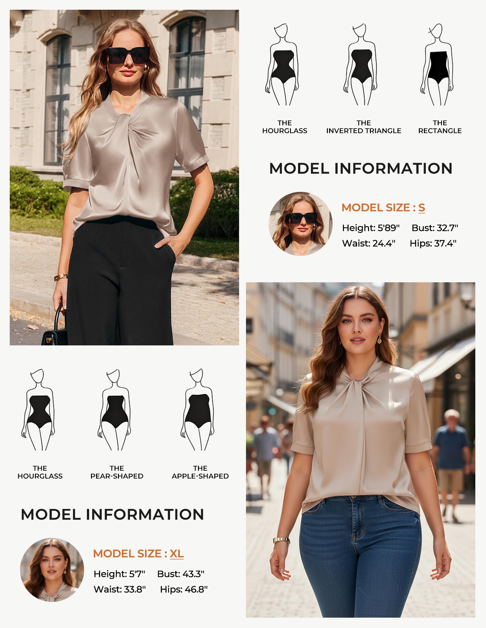 GRACE KARIN Damska satynowa bluzka z krótkim rękawem letni top elegancka jedwabna elegancka koszula na co dzień biuro robocze topy dla kobiet UK