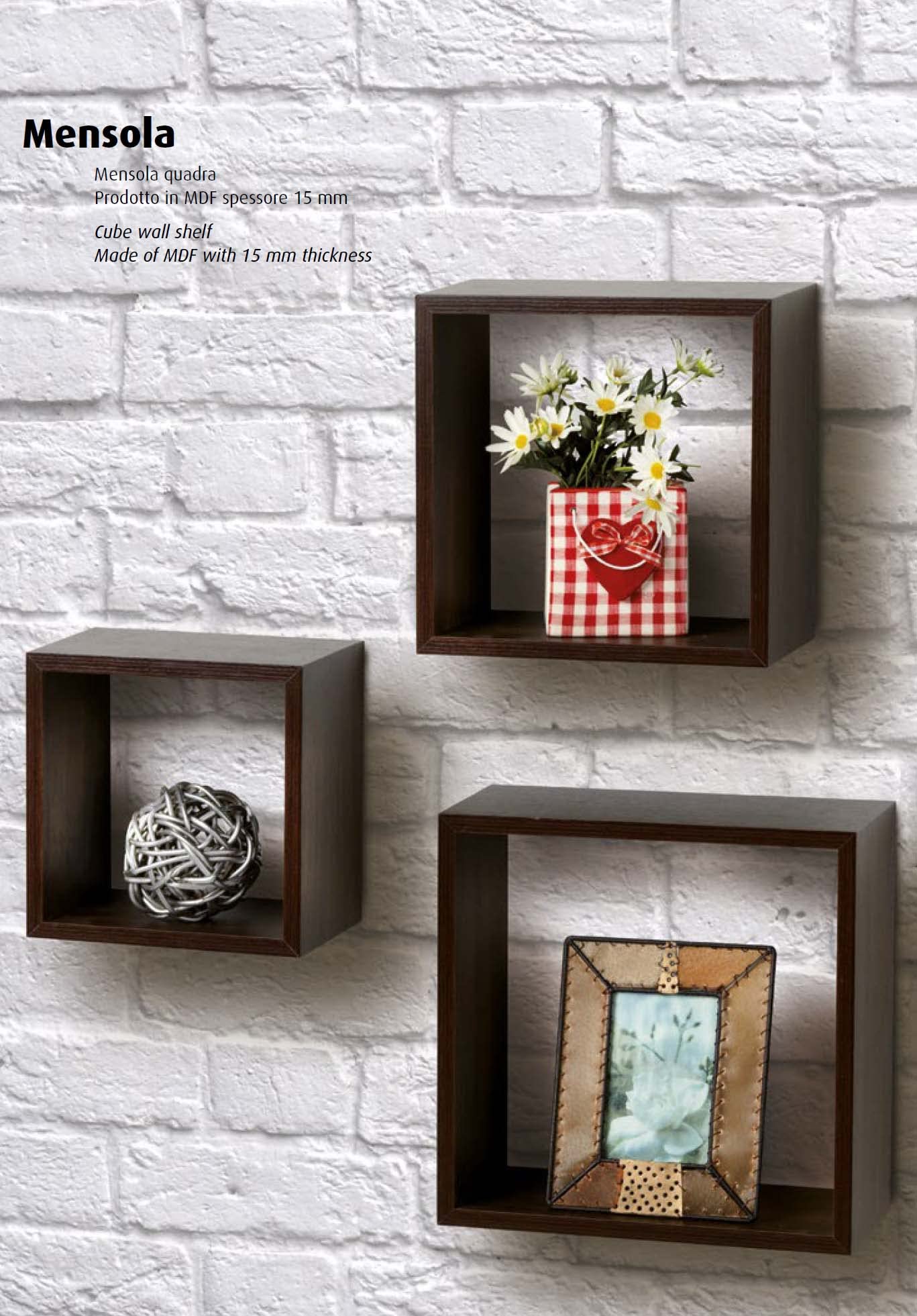 King Home M1106006/A zestaw 3 kwadratowych półek MDF, wenge, 35 x 16 x 35 H 30 x 16 x 30 H 25 x 16 x 25H
