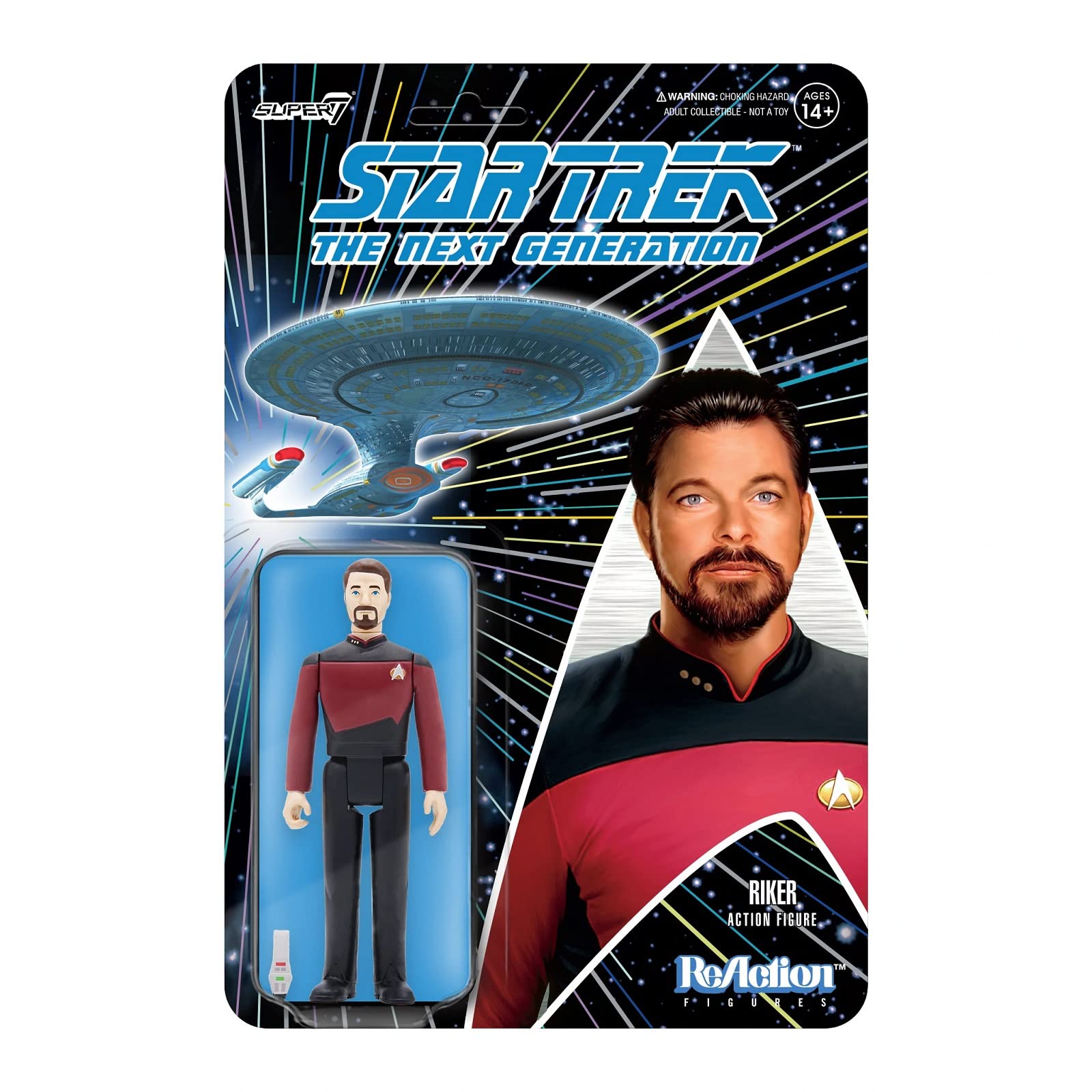 Super7 Star Trek: The Next Generation Commander Riker - 3.75" Star Trek Action Figure with Accessory Classic TV Show Collectibles and Retro Toys