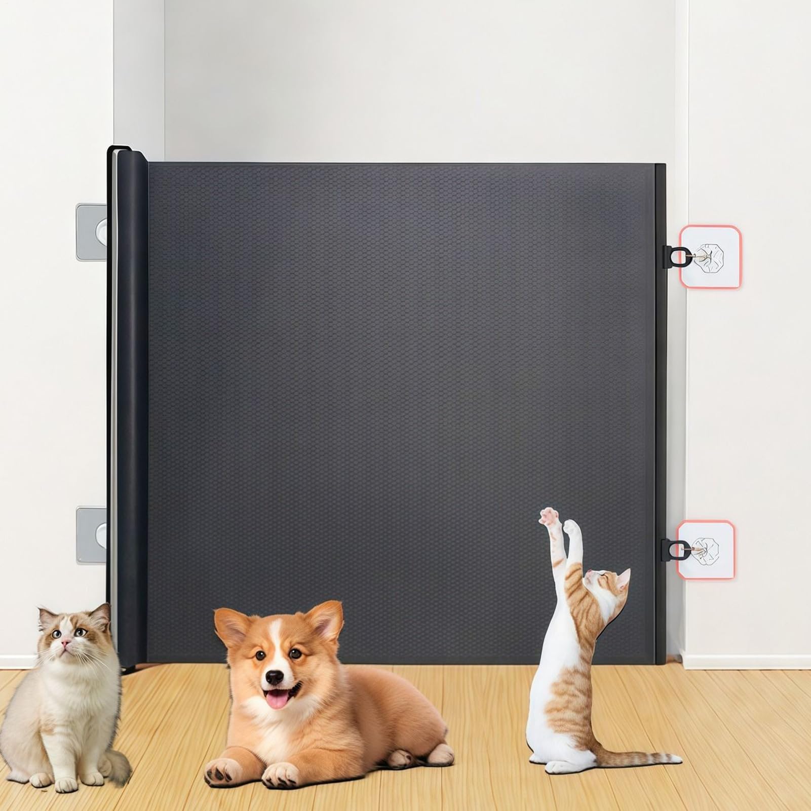 Retractable Gate For Babies And Pets, Portable Safty Mesh Ga-te Door Ga-te, Stair Gate, Baby Gates Retractable,Retractable Dog Gate, For Outdoor/Stairs/Doorways/Hallways
