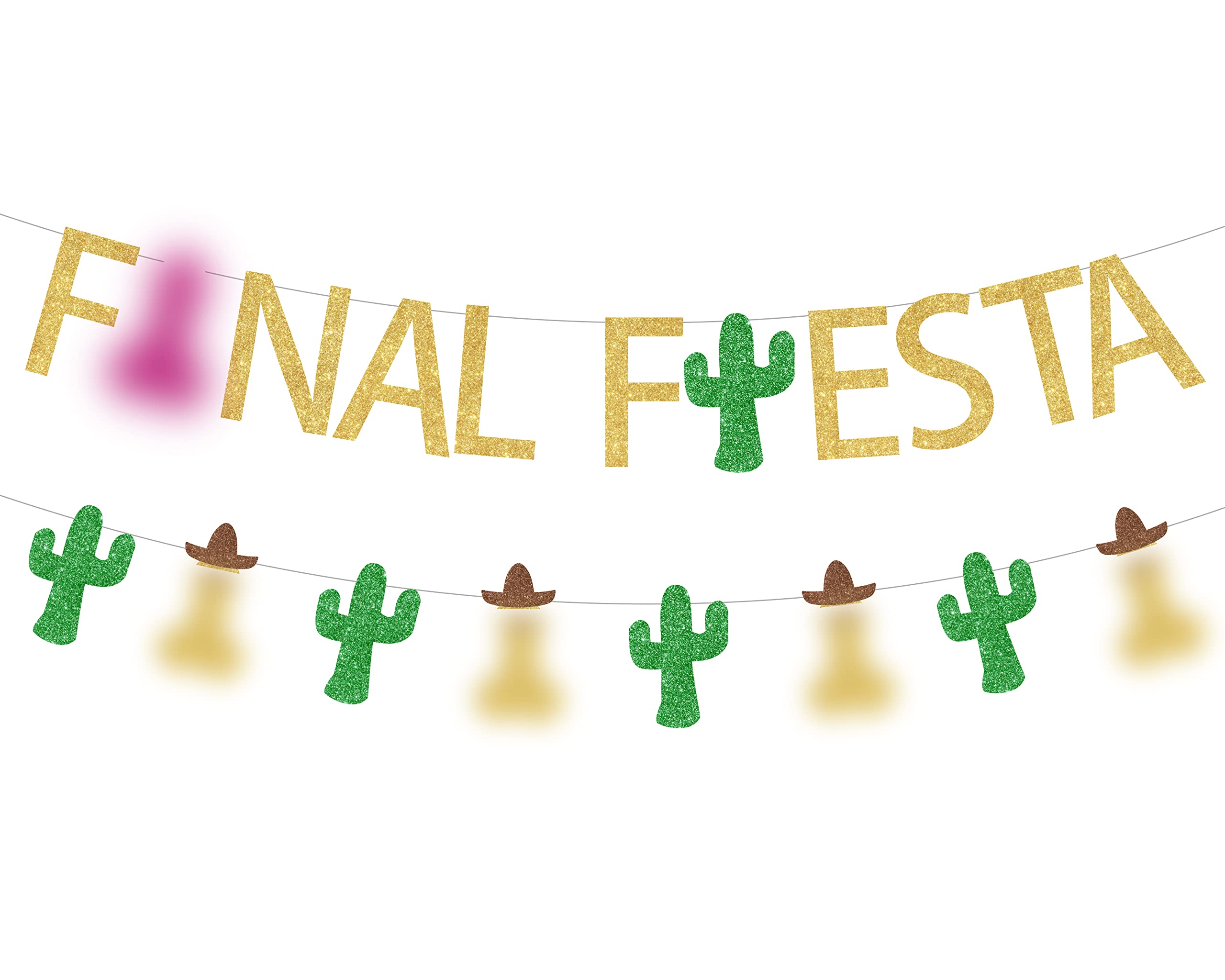 Glitter Final Fiesta Banner – Ghirlanda Di Cactus Per Addio Al Nubilato Messicano, Decorazioni Fiesta - 3