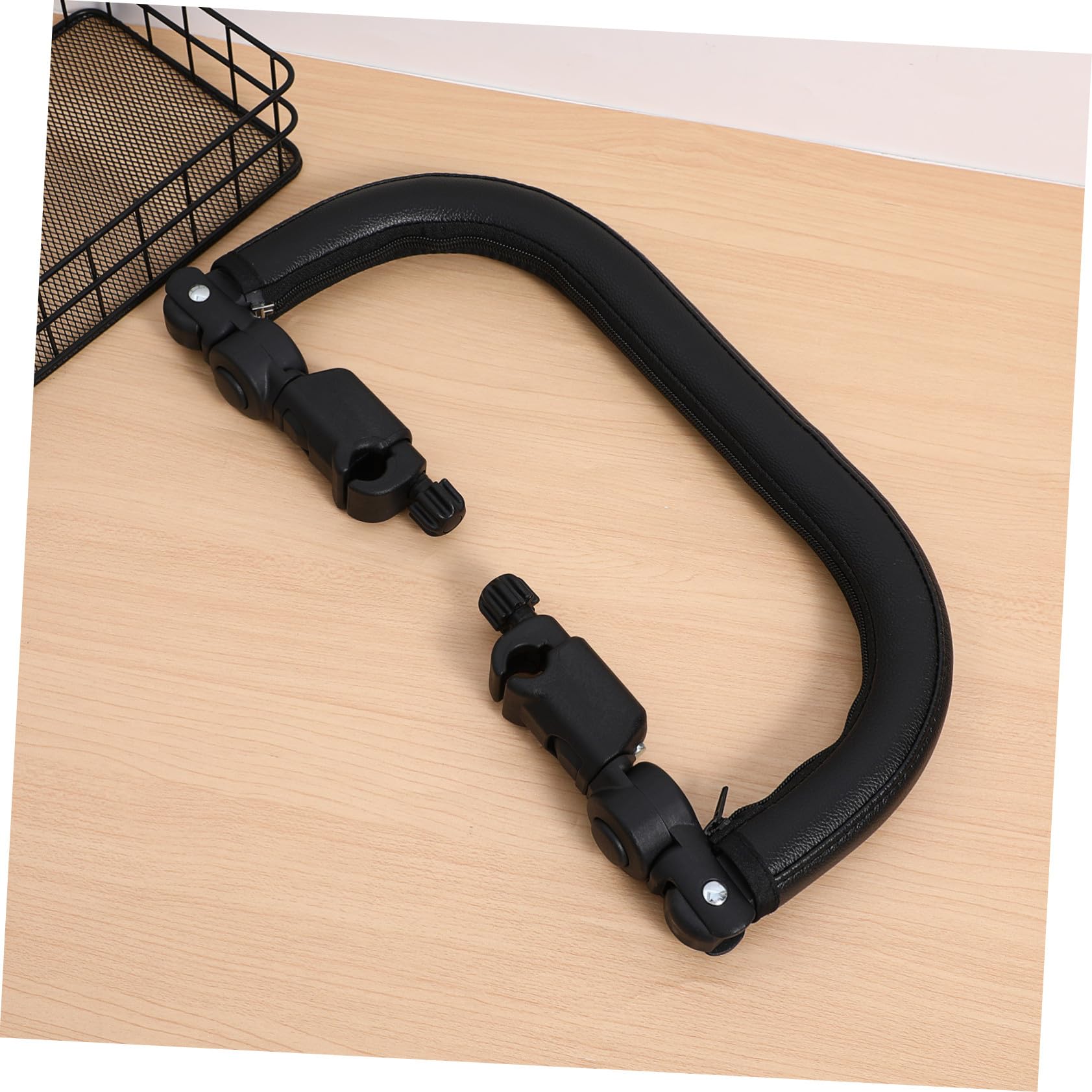Stroller Snack Tray mit Verstellbarem Kinderwagenlenker Armlehnenpuffer aus Pu Leder und Eisen Wasserabweisend und Abnehmbar für Kinderwagen