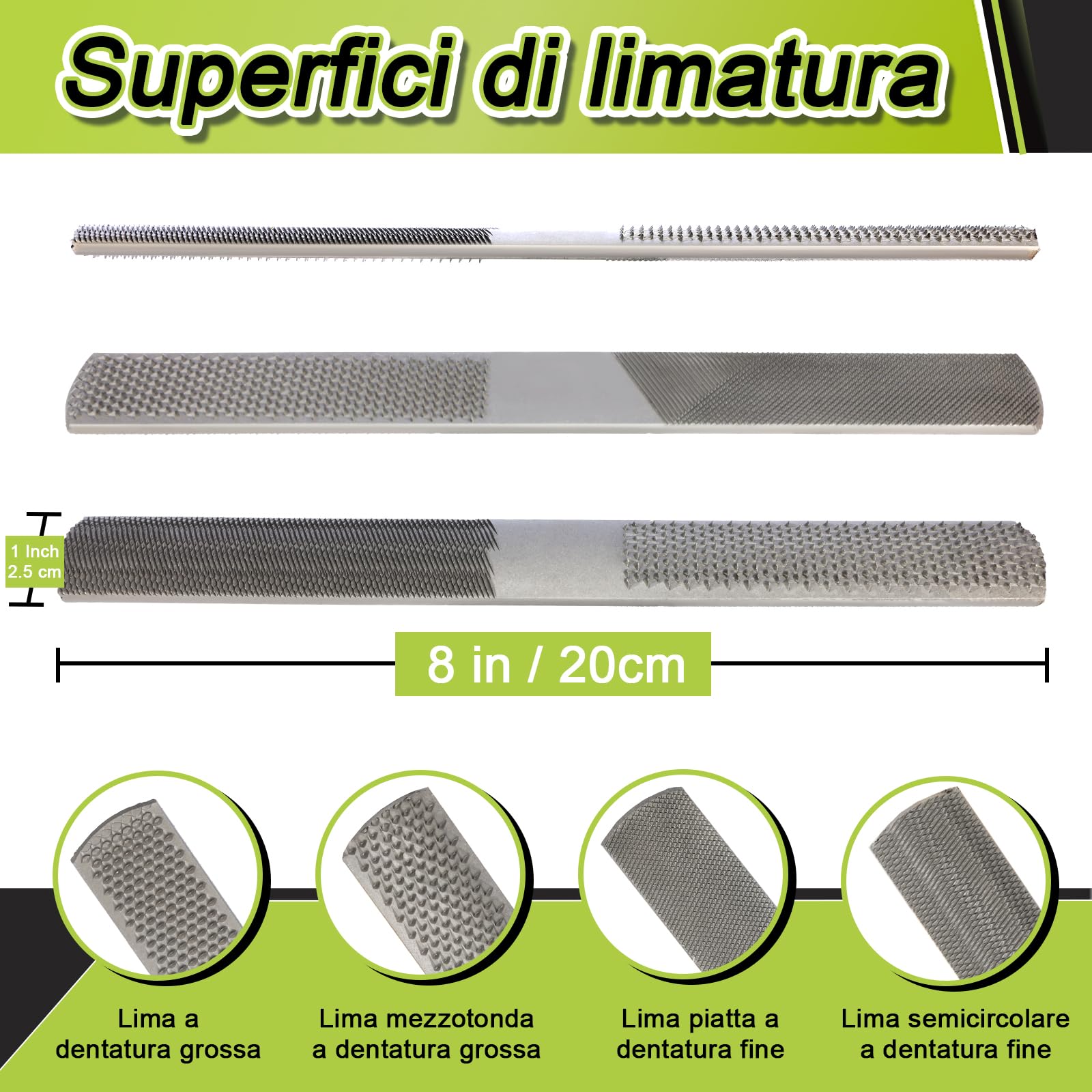 MORROWIND Raspa per Legno, 20 cm Utensile Manuale 4-in-1 in Acciaio ad Alto Tenore di Carbonio con Superfici Piana, Semitonda, Rotonda e Raspa, per Legno, Metallo Tenero e Plastica, 2-Pezzo